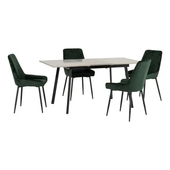 Avery Extendable Dining Table and 4 Chairs Set - Emerald Green product
