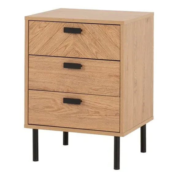 Barker 3-Drawer Bedside Table - Oak Effect alternate view