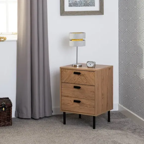 Barker 3-Drawer Bedside Table - Oak Effect product