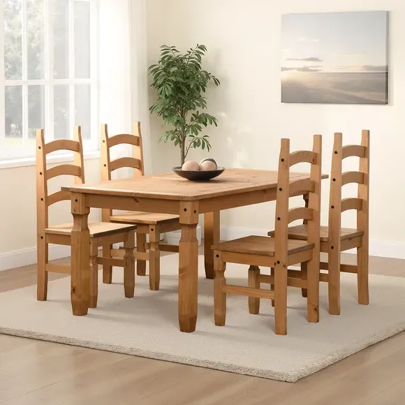 Corona Dining Table and 4 Chairs Set - Medium Wood product