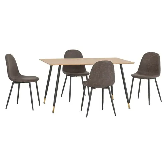 Hamilton & Athens 4-Seater Dining Table & 4 Chairs - Brown alternate view