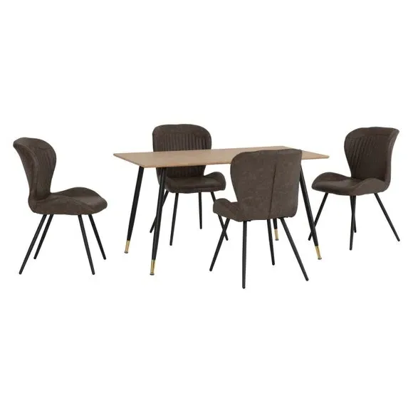 Hamilton & Quebec 4-Seater Dining Table with 4 Chairs - Brown alternate view