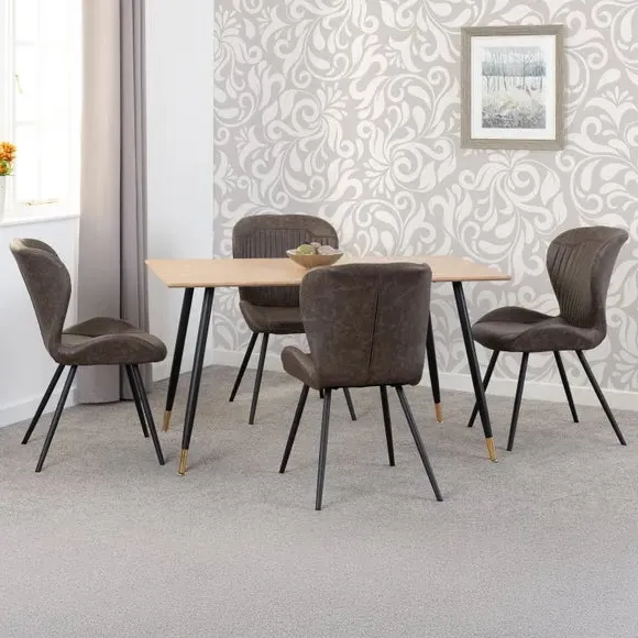 Hamilton & Quebec 4-Seater Dining Table with 4 Chairs - Brown product