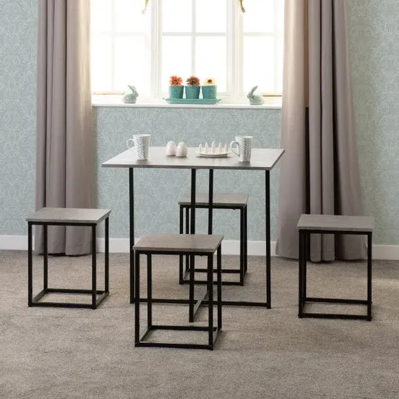 Kent Dining Table and 4 Stools Set - Stone Effect product