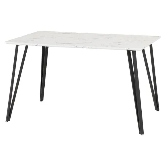 Marlow Marble Effect Dining Table - White, Metal product