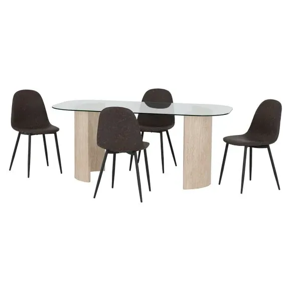 Modena & Athens Dining Table with 4 Chairs - Clear alternate view