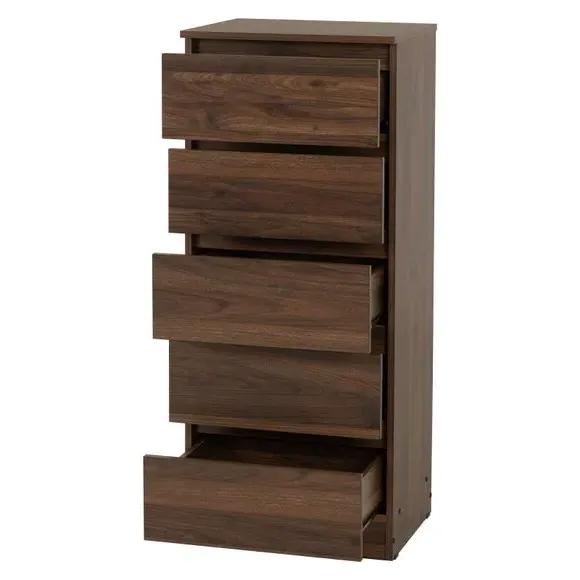 Narrow 5-Drawer Chest - Walnut, Wood alternate view