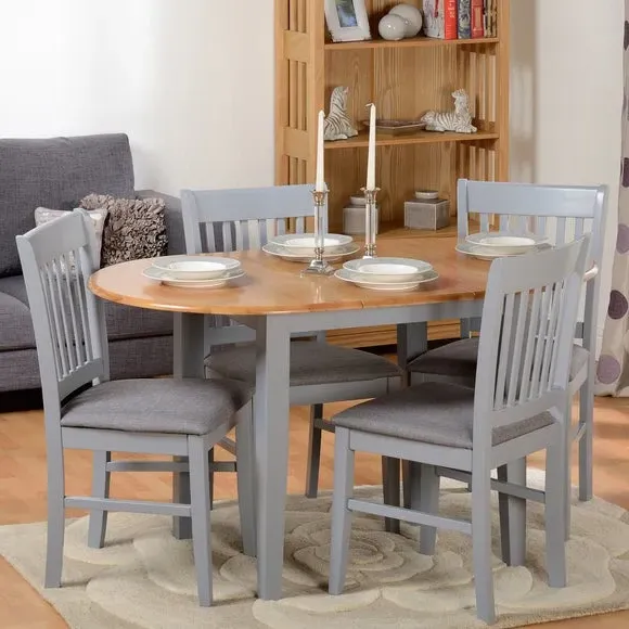 Oxford Oval Extendable Dining Table with 4 Chairs - Grey alternate view