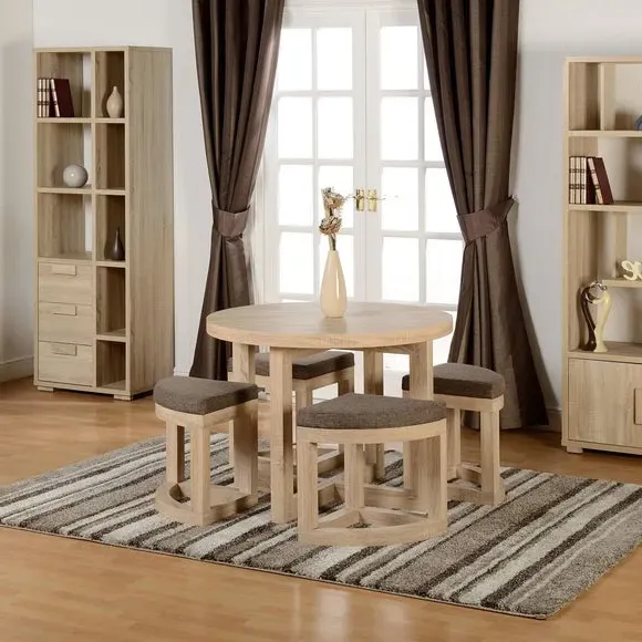 Cambourne 4-Seater Round Dining Table Set with 4 Chairs - Natural alternate view