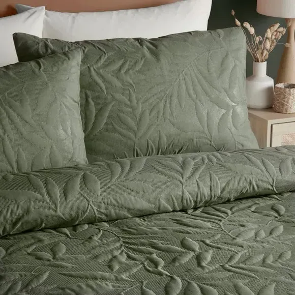 3D Floral Duvet Cover Set - Green, Polyester alternate view