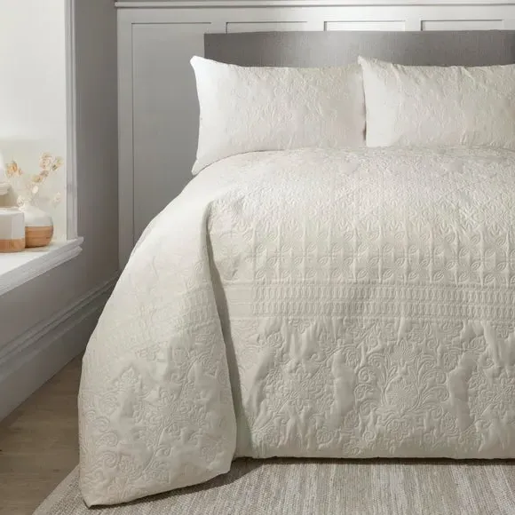 Avery Stripe Duvet Cover and Pillowcase Set - Natural, Polyester product
