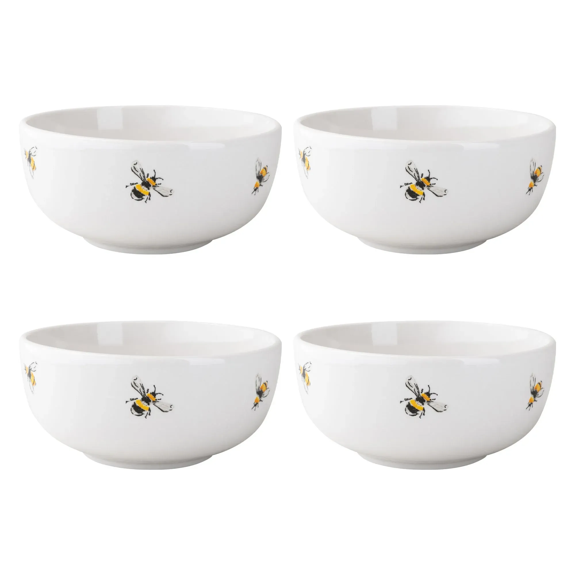 set-of-4-bee-cereal-bowls-white image