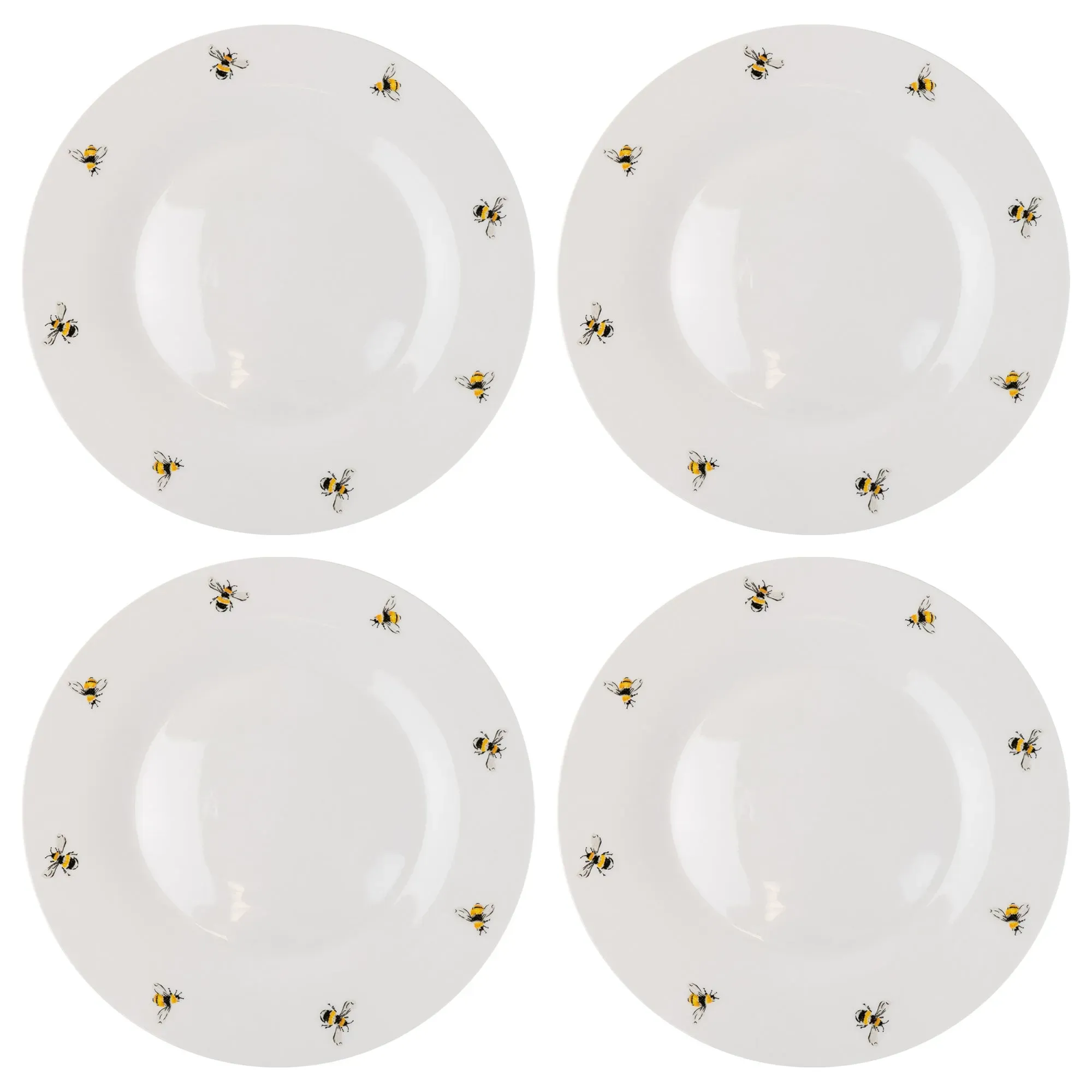 set-of-4-bee-dinner-plates-white image