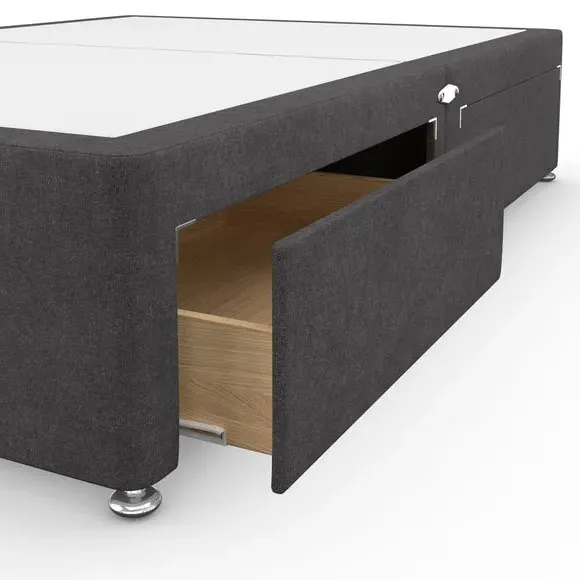 Platform Divan Base with Storage - Dark Grey, Chenille by Dunelm, image 5