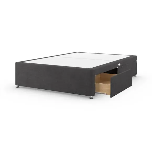 Platform Divan Base with Storage - Dark Grey, Chenille by Dunelm, image 6