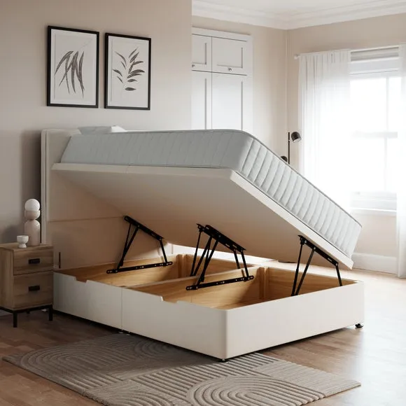 Side Ottoman Bed Frame with Storage - Cream, Linen alternate view