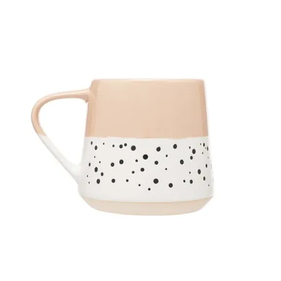 Set of 4 Dipped Dotted Mugs - Blush Pink, Stoneware alternate view