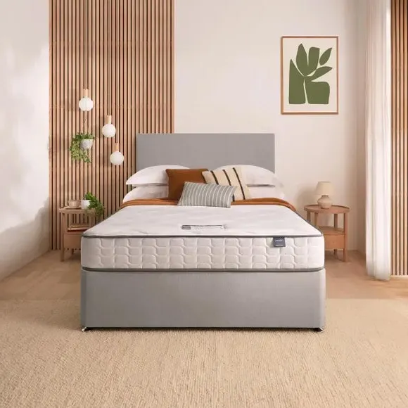 Divan Bed with Fabric Headboard - Light Grey, Fabric by Dunelm, alternate view