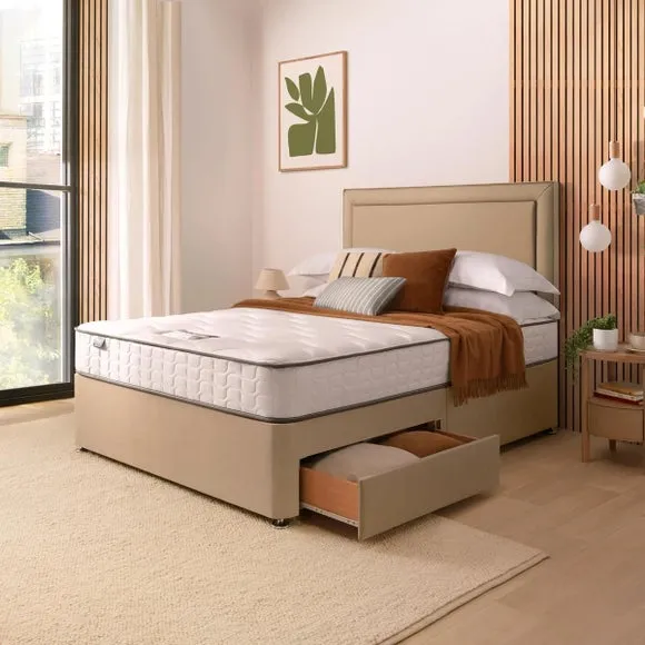 Divan Bed with Fabric Headboard - Sandstone by Dunelm, image 3