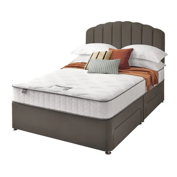 Divan Bed with Headboard & Mattress - Charcoal, Velvet by Dunelm, image 3