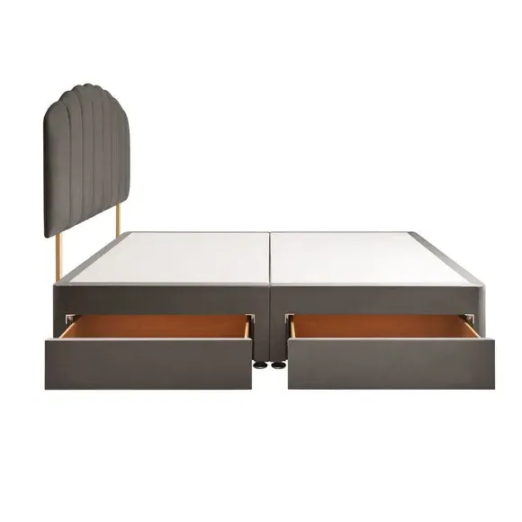 Divan Bed with Headboard & Mattress - Charcoal, Velvet by Dunelm, image 6