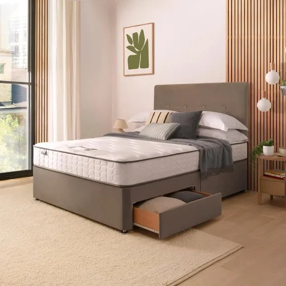 Divan Bed with Headboard & Mattress - Mink, Velvet by Dunelm, image 3