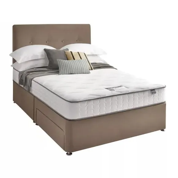 Divan Bed with Headboard & Mattress - Mink, Velvet by Dunelm, image 6