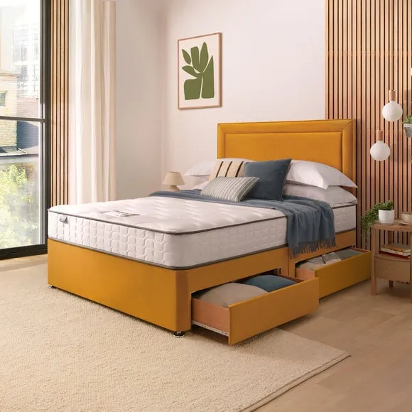 Divan Bed with Headboard & Mattress - Ochre by Dunelm, image 2