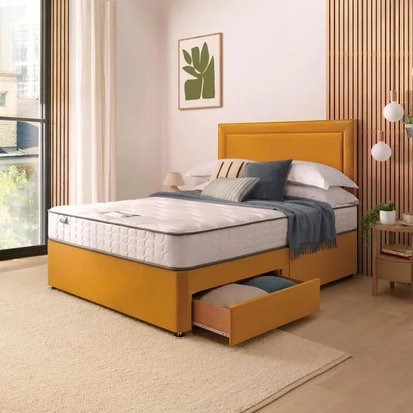 Divan Bed with Headboard & Mattress - Ochre by Dunelm, image 3