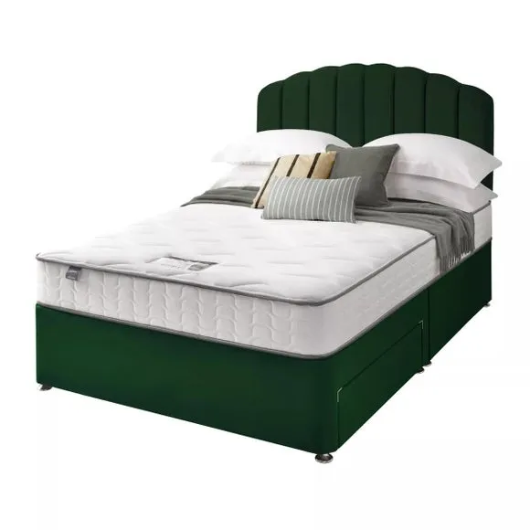Divan Bed with Headboard & Mattress - Rainforest, Velvet by Dunelm, image 6