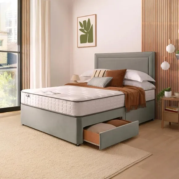Divan Bed with Headboard & Mattress - Silver by Dunelm, image 3