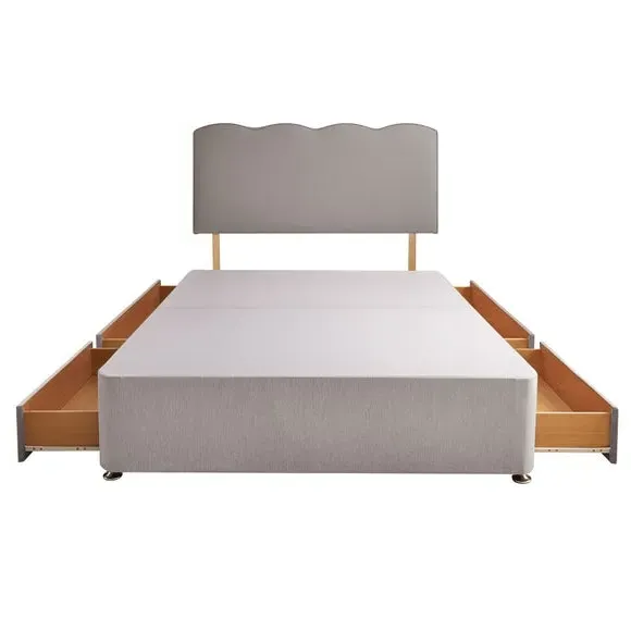 Divan Bed with Wave Headboard - Light Grey, Fabric by Dunelm, image 5