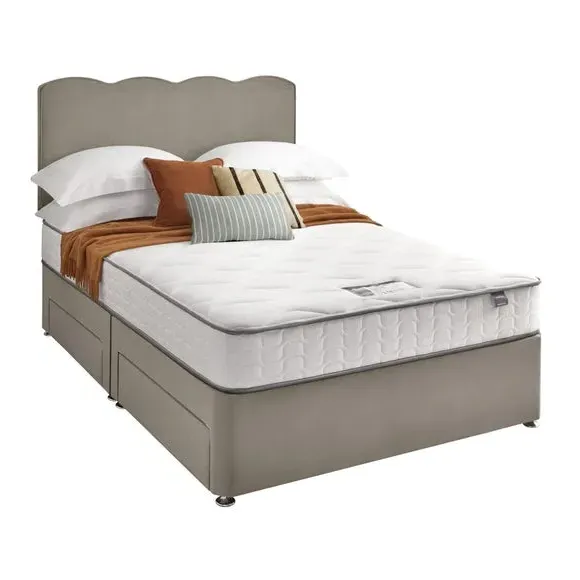 Divan Bed with Wave Headboard - Silver, Velvet by Dunelm, image 3