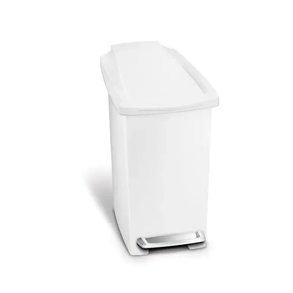 10 Litre Slim Pedal Bin - White, Plastic alternate view