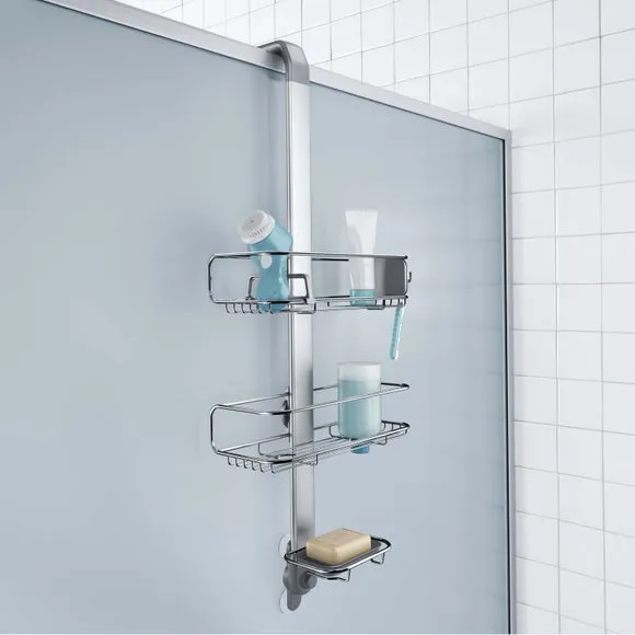 Overdoor Shower Caddy with Adjustable Shelves - Silver, Stainless Steel product