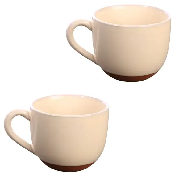 Set of 2 Hand Glazed Mugs - White, Terracotta alternate view