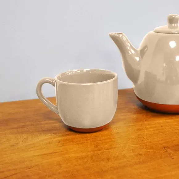 Set of 2 Hand Glazed Mugs - White, Terracotta product