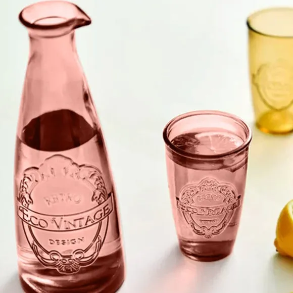 Sintra Recycled Glass Carafe and 2 Tumblers Set - Pink product