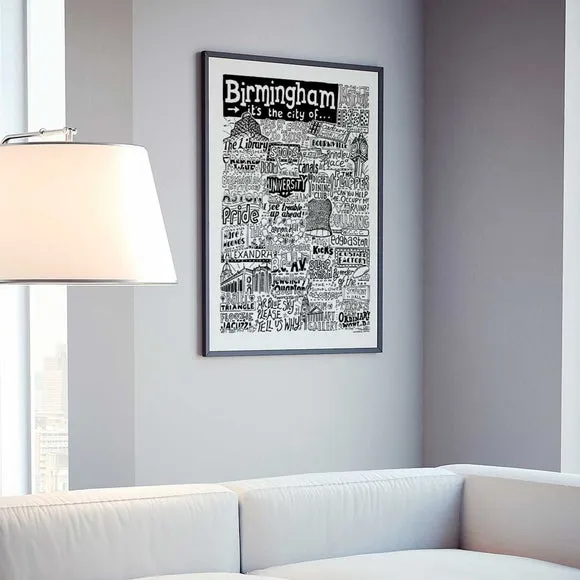 Birmingham Landmarks Framed Print - Typography alternate view