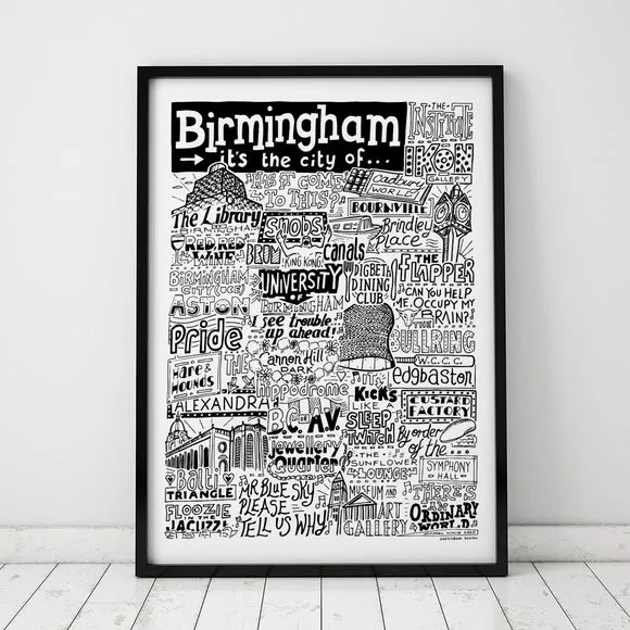 Birmingham Landmarks Framed Print - Typography product