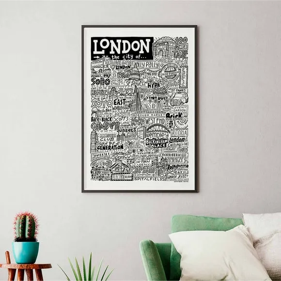 London Landmarks Typography Framed Print - Multicolor alternate view