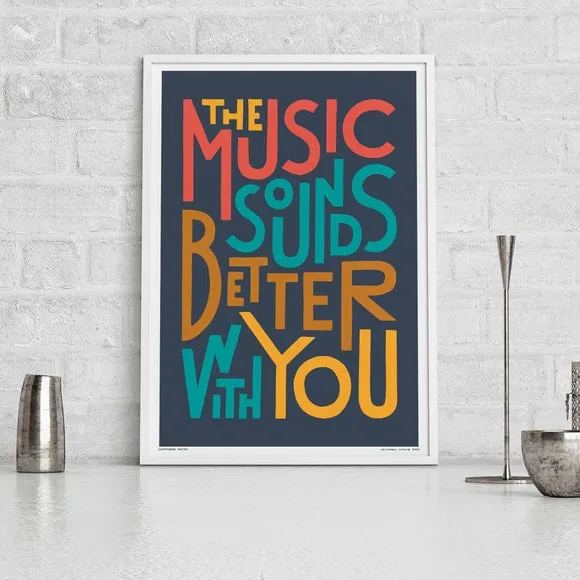 Music Sounds Better With You Framed Print - Multicolor product