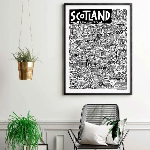 Scotland Landmarks Typography Framed Print - Multicolor alternate view