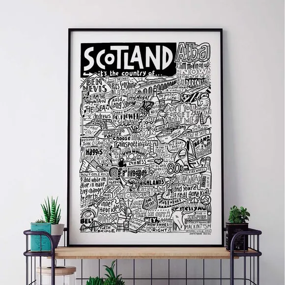 Scotland Landmarks Typography Framed Print - Multicolor product