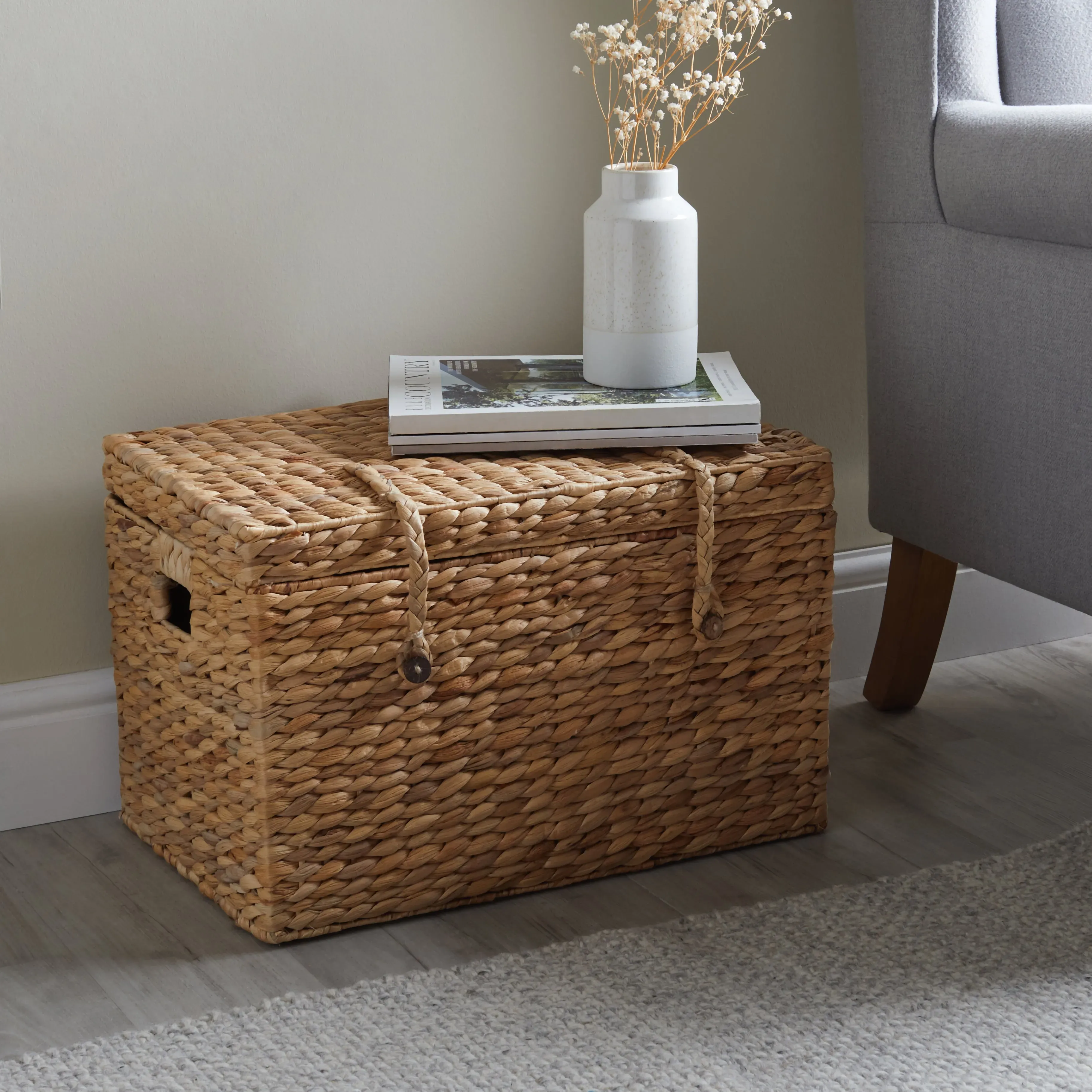 small-water-hyacinth-storage-basket-trunk-beige image