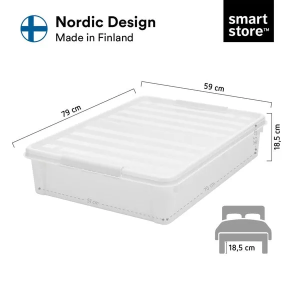 60L Underbed Storage Box on Wheels - White alternate view