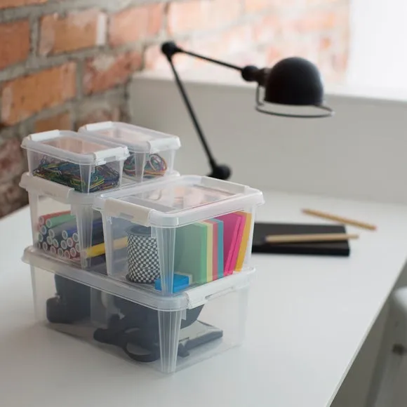 Set of 5 0.3L Clip-Lid Storage Boxes - Clear alternate view