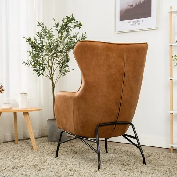 Occasional Armchair with Pipe Detail - Tan, Faux Leather alternate view