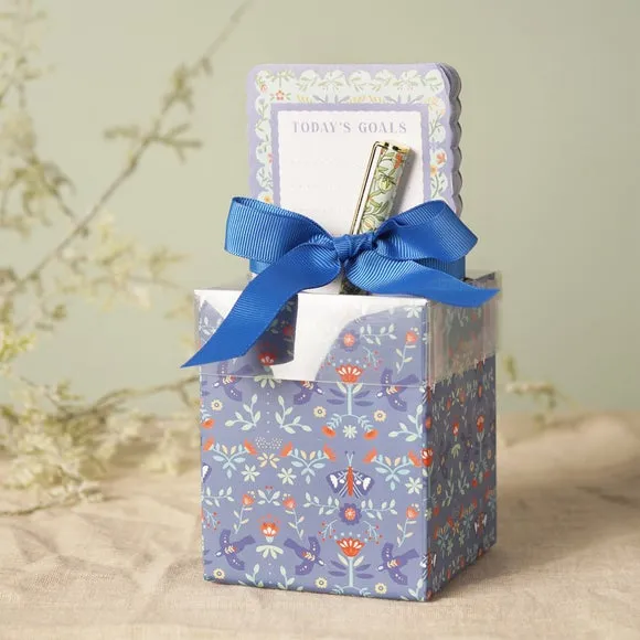 Floral Pen Pot, Pen and Notebook Gift Set - Multicolor