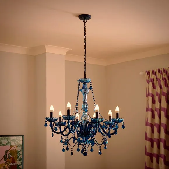 8 Light Adjustable Chandelier - Cobalt, Metal & Glass alternate view
